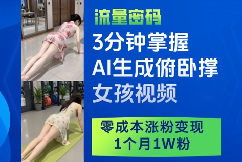 3分钟掌握AI生成俯卧撑女孩视频,零成本涨粉变现,1个月1W粉插图 3分钟掌握AI生成俯卧撑女孩视频,零成本涨粉变现,1个月1W粉插图