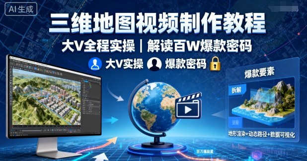 三维地图视频制作教程,大V全程实操,解读百W爆款密码插图 三维地图视频制作教程,大V全程实操,解读百W爆款密码插图