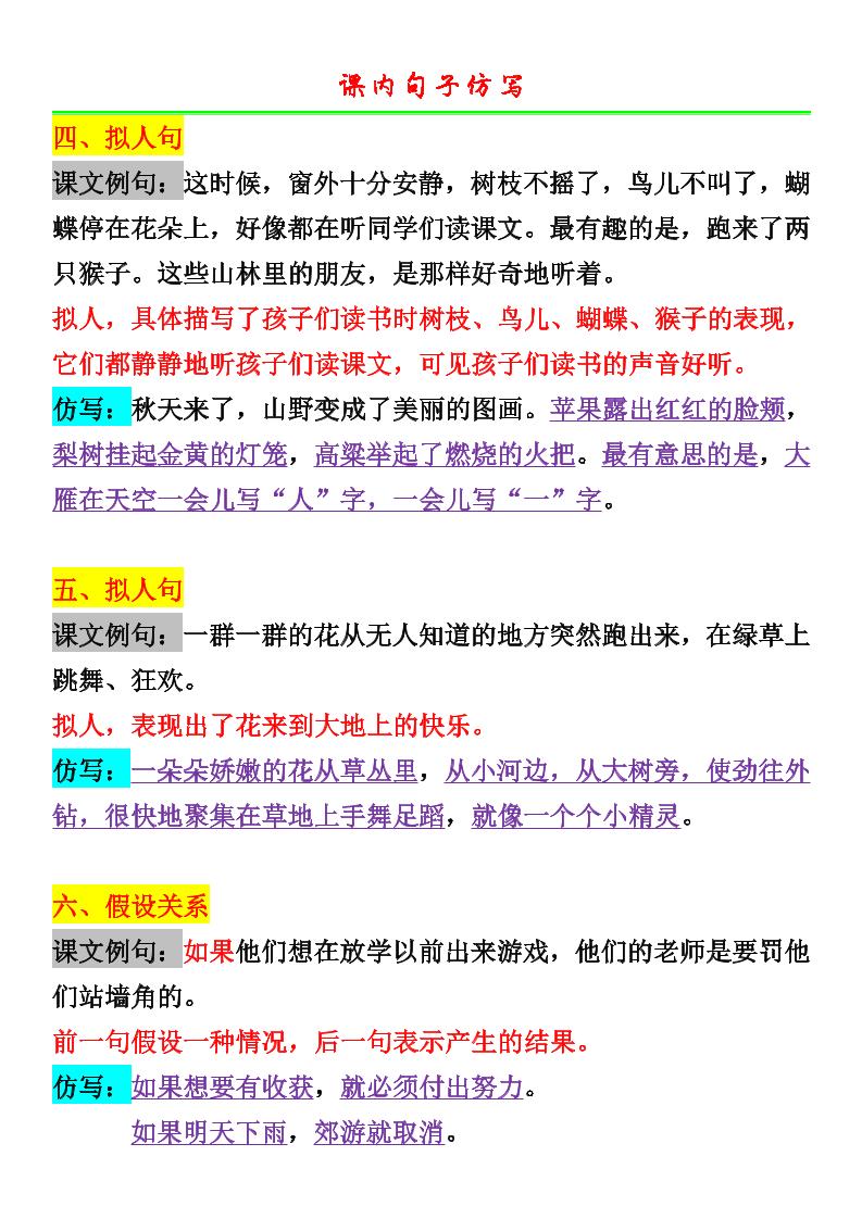 三上语文一二单元仿写句子插图1