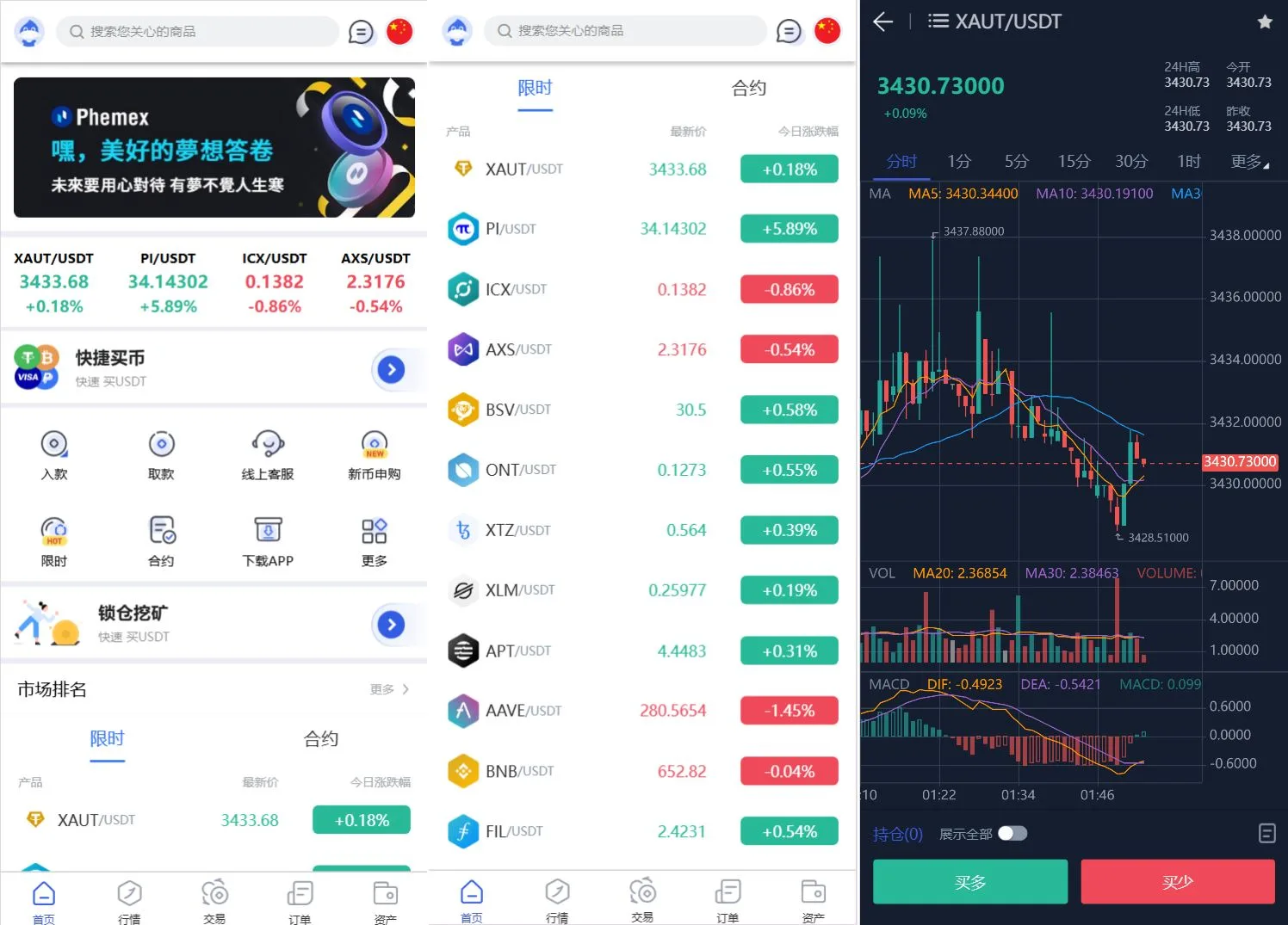 Phemex多语言交易所源码/期权交易+合约交易+新币申购+锁仓挖矿+平台币发行+K线行情控制/前端uniapp编译后+后端PHP插图 Phemex多语言交易所源码/期权交易+合约交易+新币申购+锁仓挖矿+平台币发行+K线行情控制/前端uniapp编译后+后端PHP插图