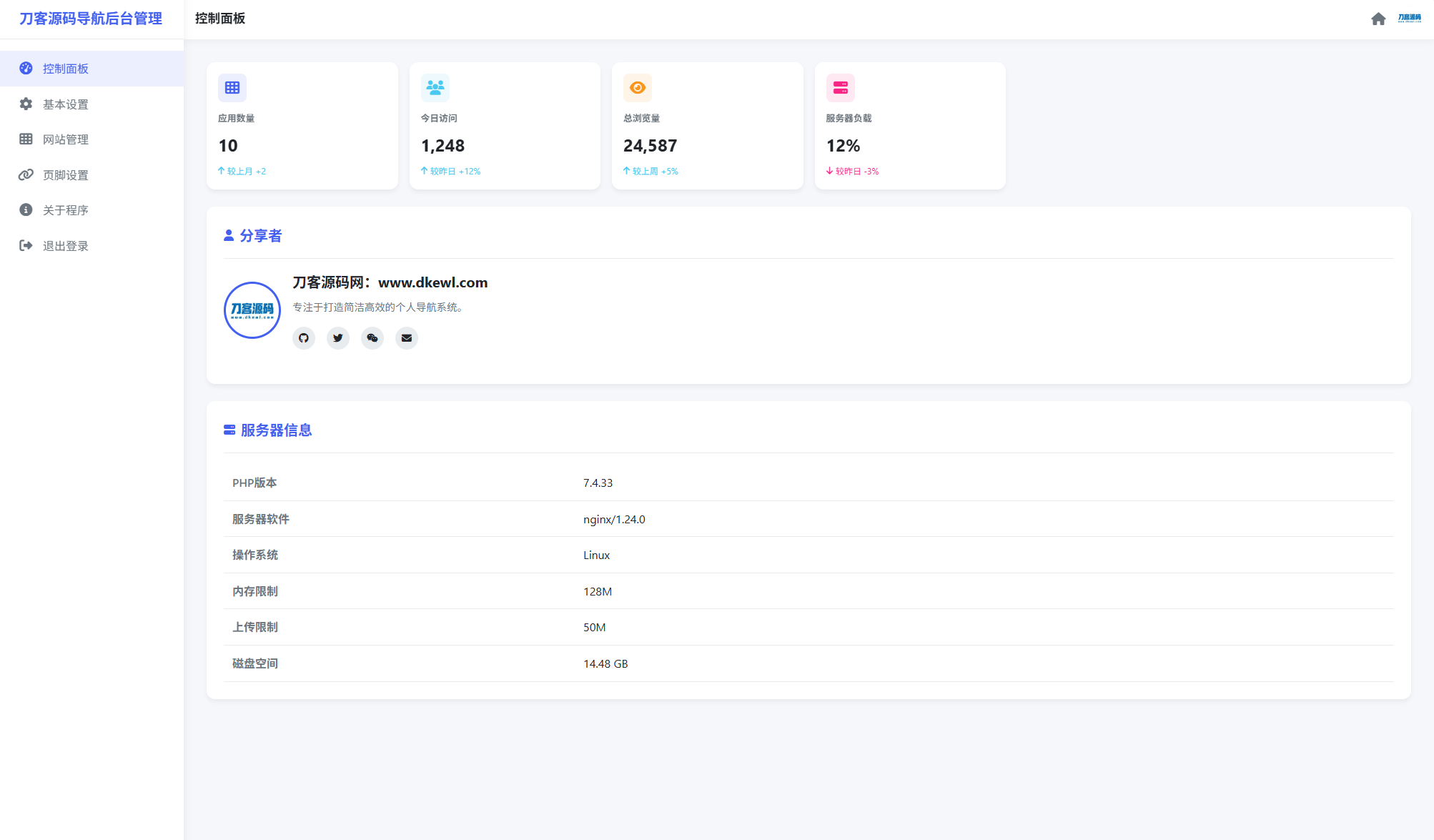 全新UI个人简洁网址导航源码 带后台插图1