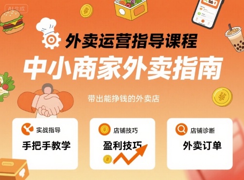 外卖运营指导课程,中小商家外卖指南,手把手带出能挣钱的外卖店插图 外卖运营指导课程,中小商家外卖指南,手把手带出能挣钱的外卖店插图