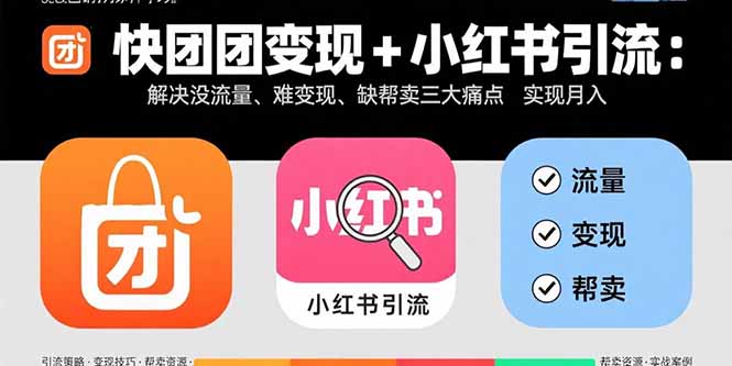 快团团变现+小红书引流:解决没流量、难变现、缺帮卖三大痛点 实现月入3w+插图 快团团变现+小红书引流:解决没流量、难变现、缺帮卖三大痛点 实现月入3w+插图