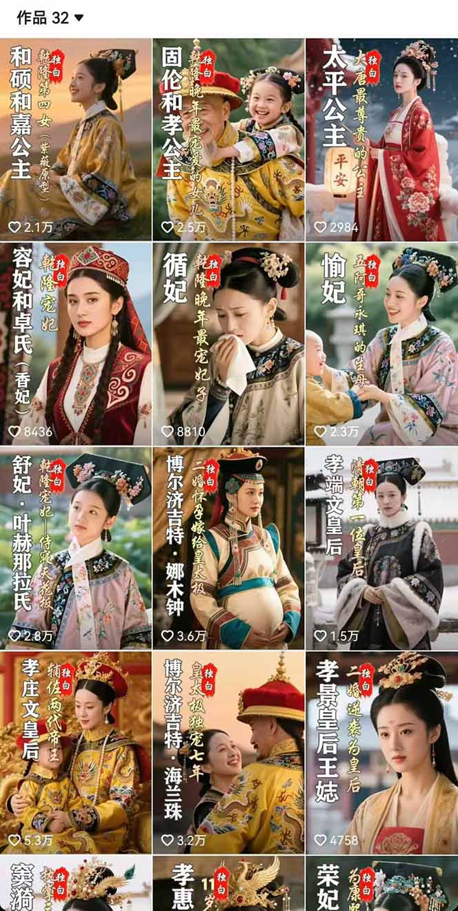 历史女性人物创作课：独白文案+AI克隆+蒙版剪辑，3个月涨粉22w+副业月入3w插图3