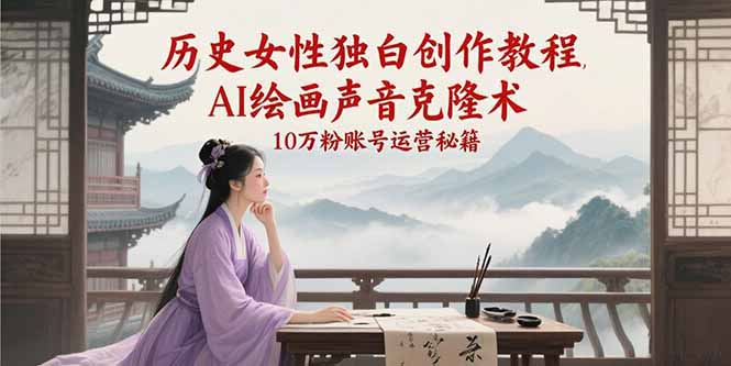 历史女性独白创作教程,AI绘画声音克隆术,10万粉账号运营秘籍插图 历史女性独白创作教程,AI绘画声音克隆术,10万粉账号运营秘籍插图