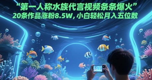 第一人称水族代言视频条条爆火,20条作品涨粉8.5W,小白轻松月入五位数插图 第一人称水族代言视频条条爆火,20条作品涨粉8.5W,小白轻松月入五位数插图