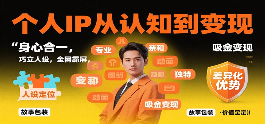 个人IP从认知到变现,身心合一,巧立人设,全网霸屏,吸金变现插图 个人IP从认知到变现,身心合一,巧立人设,全网霸屏,吸金变现插图