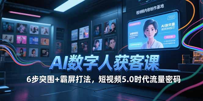 AI数字人获客课，6步突围+霸屏打法，短视频5.0时代流量密码