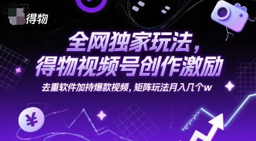 全网独家玩法,得物视频号创作激励 去重软件加持爆款视频,矩阵玩法月入几个w【揭秘】插图 全网独家玩法,得物视频号创作激励 去重软件加持爆款视频,矩阵玩法月入几个w【揭秘】插图