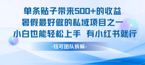 单条贴子带来5张的收益,暑假最好做的私域项目之一,小白也能轻松上手,有小红书就行插图 单条贴子带来5张的收益,暑假最好做的私域项目之一,小白也能轻松上手,有小红书就行插图