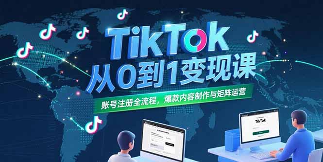 TikTok从0到1变现课,账号注册全流程,爆款内容制作与矩阵运营插图 TikTok从0到1变现课,账号注册全流程,爆款内容制作与矩阵运营插图