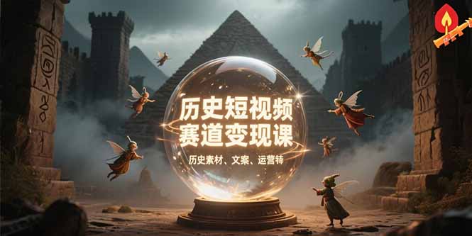 历史短视频赛道变现课，百集素材库应用，文案剪辑技巧，账号运营全案