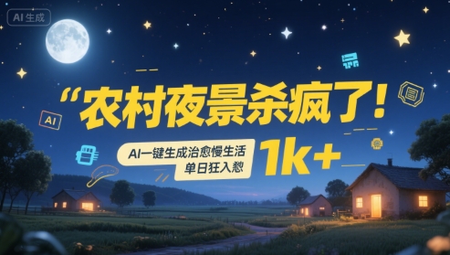 农村夜景杀疯了!AI一键生成治愈系慢生活,单日狂入1k+插图 农村夜景杀疯了!AI一键生成治愈系慢生活,单日狂入1k+插图