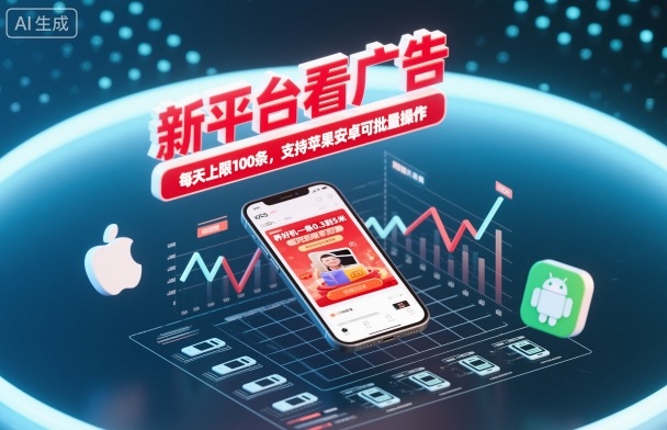 新平台看广告,养好机一条0.3到5米,每天上限100条,支持苹果安卓可批量操作插图 新平台看广告,养好机一条0.3到5米,每天上限100条,支持苹果安卓可批量操作插图