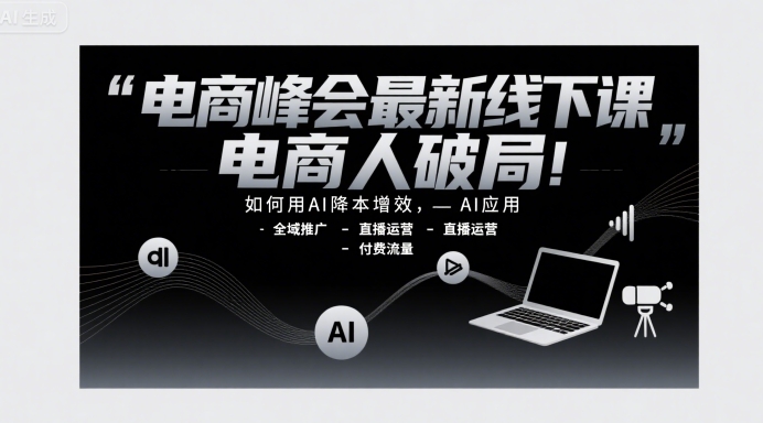 电商峰会最新线下课,电商人破局,如何用AI降本增效,AI应用-全域推广-直播运营-付费流量插图 电商峰会最新线下课,电商人破局,如何用AI降本增效,AI应用-全域推广-直播运营-付费流量插图