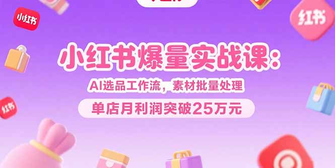 小红书爆量实战课:AI选品工作流,素材批量处理,单店月利润突破25万元插图 小红书爆量实战课:AI选品工作流,素材批量处理,单店月利润突破25万元插图