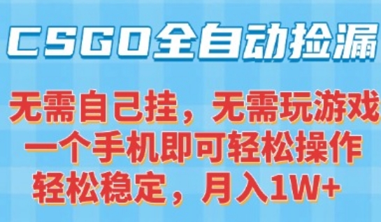CSGO自动捡漏项目,最新独家玩法,一个手机可操作,新手小白轻松月入1W+,操作简单易上手【揭秘】插图 CSGO自动捡漏项目,最新独家玩法,一个手机可操作,新手小白轻松月入1W+,操作简单易上手【揭秘】插图