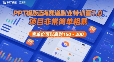 PPT模版蓝海赛道副业特训营1.0,项目非常简单粗暴,客单价可以高到150-200插图 PPT模版蓝海赛道副业特训营1.0,项目非常简单粗暴,客单价可以高到150-200插图