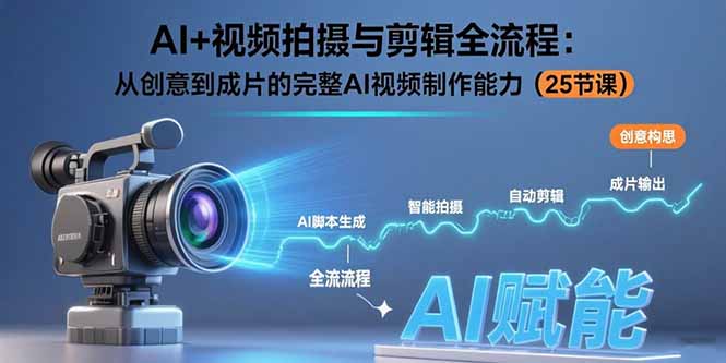 AI+视频拍摄与剪辑全流程:从创意到成片的完整AI视频制作能力(25节课插图 AI+视频拍摄与剪辑全流程:从创意到成片的完整AI视频制作能力(25节课插图