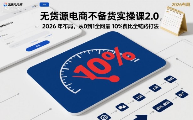 无货源电商不备货实操课2.0,2026年布局,从0到1全网最低10%费比全链路打法【更新中】插图 无货源电商不备货实操课2.0,2026年布局,从0到1全网最低10%费比全链路打法【更新中】插图