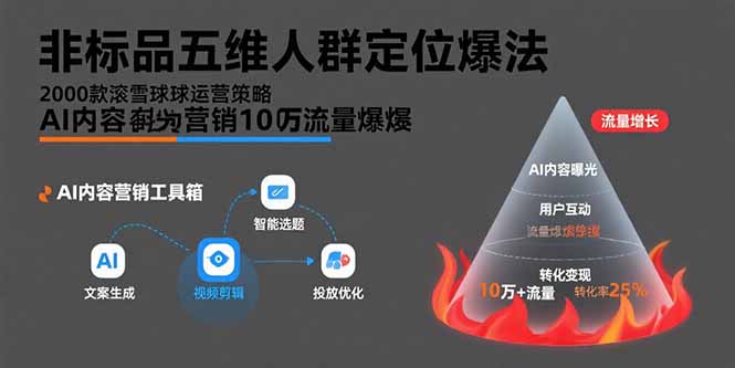 非标品五维人群定位法,2000款滚雪球运营策略,AI内容营销10万流量引爆插图 非标品五维人群定位法,2000款滚雪球运营策略,AI内容营销10万流量引爆插图