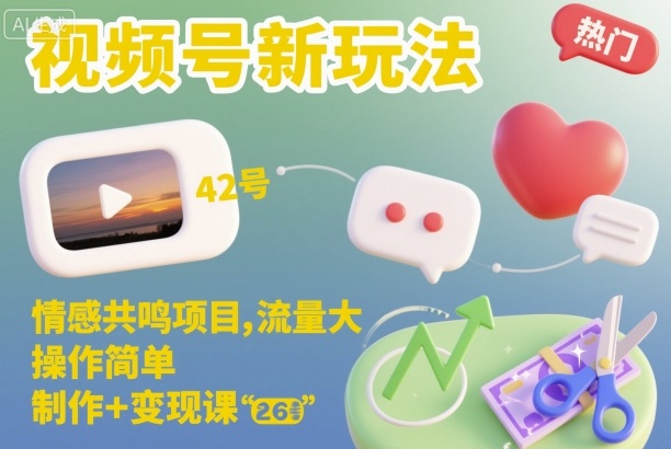 视频号新玩法,情感共鸣项目,流量大,操作简单,制作+变现课插图 视频号新玩法,情感共鸣项目,流量大,操作简单,制作+变现课插图