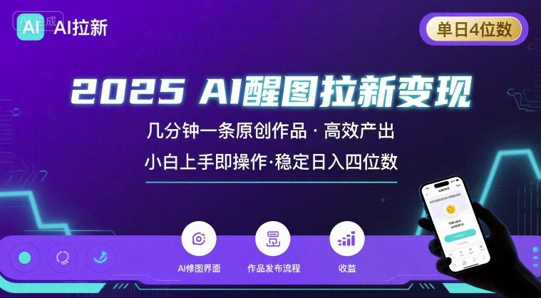 2025最强AI醒图拉新,几分钟一条原创作品,单日收入4位数,小白也能上手操作插图 2025最强AI醒图拉新,几分钟一条原创作品,单日收入4位数,小白也能上手操作插图