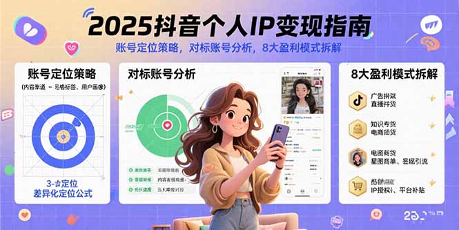 2025抖音个人IP变现指南,账号定位策略,对标账号分析,8大盈利模式拆解插图 2025抖音个人IP变现指南,账号定位策略,对标账号分析,8大盈利模式拆解插图