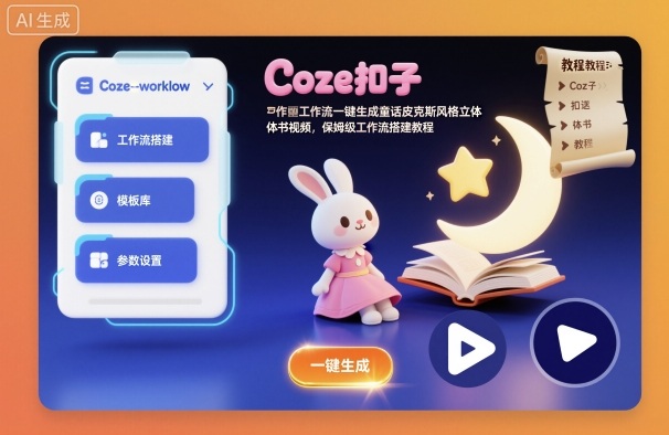 Coze扣子工作流一键生成童话皮克斯风格立体书视频,保姆级工作流搭建教程插图 Coze扣子工作流一键生成童话皮克斯风格立体书视频,保姆级工作流搭建教程插图