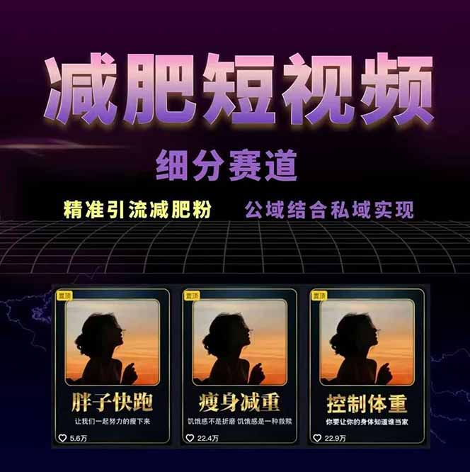 减肥短视频赛道运营课：素材准备-视频制作-引流变现全流程 (附素材插图1