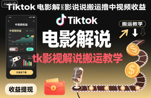 Tiktok电影解说搬运撸中视频收益,tk影视解说搬运教学插图 Tiktok电影解说搬运撸中视频收益,tk影视解说搬运教学插图