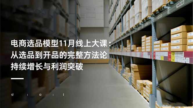 电商选品模型11月线上大课:从选品到开品的完整方法论 持续增长与利润突破插图 电商选品模型11月线上大课:从选品到开品的完整方法论 持续增长与利润突破插图