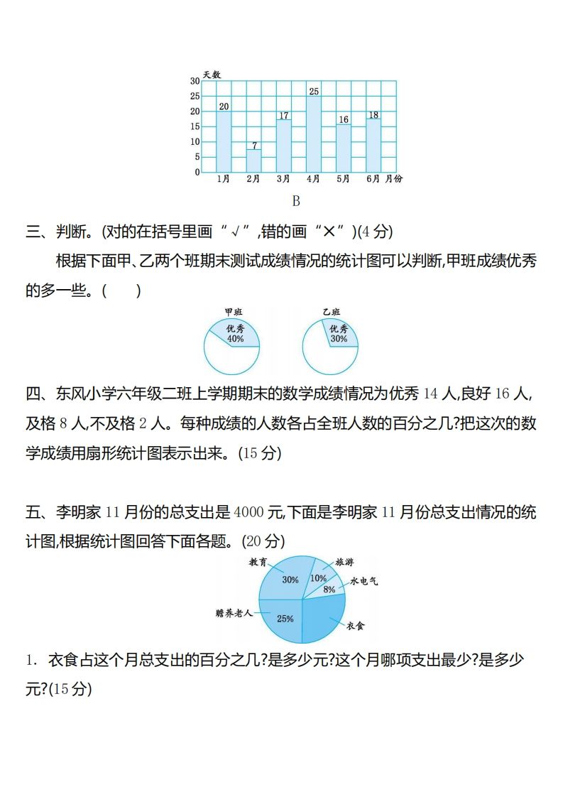 六下苏教版数学第一单元测试卷-2插图1