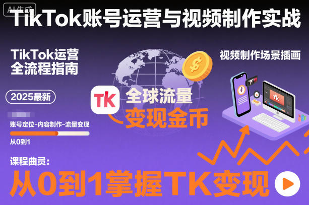 2025最新TikTok账号运营与视频制作实战全流程,从0到1掌握TK变现(含11月最新TK搬运技术)插图 2025最新TikTok账号运营与视频制作实战全流程,从0到1掌握TK变现(含11月最新TK搬运技术)插图