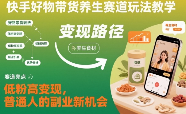 快手好物带货养生赛道玩法教学,低粉高变现,普通人的副业新机会插图 快手好物带货养生赛道玩法教学,低粉高变现,普通人的副业新机会插图