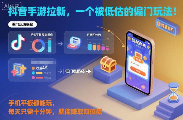 抖音手游拉新,一个被低估的偏门玩法!手机平板都能玩,每天只需十分钟,就能賺取四位数【揭秘】插图 抖音手游拉新,一个被低估的偏门玩法!手机平板都能玩,每天只需十分钟,就能賺取四位数【揭秘】插图