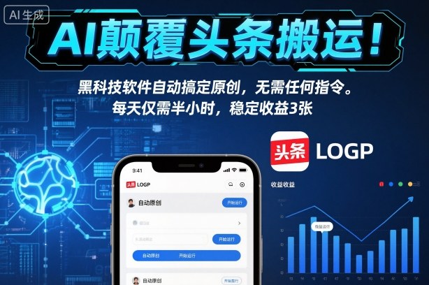 AI颠覆头条搬运!黑科技软件自动搞定原创,无需任何指令。每天仅需半小时,稳定收益3张【揭秘】插图 AI颠覆头条搬运!黑科技软件自动搞定原创,无需任何指令。每天仅需半小时,稳定收益3张【揭秘】插图