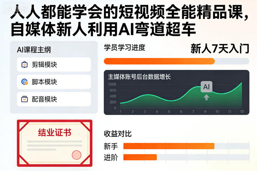 人人都能学会的短视频全能精品课,自媒体新人利用AI弯道超车插图 人人都能学会的短视频全能精品课,自媒体新人利用AI弯道超车插图