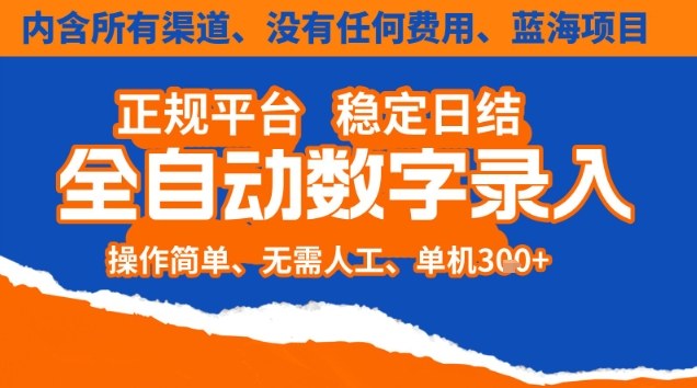全自动数字录入,单机日入3张+,内含所有渠道全程免费零成本,操作简单可矩阵开干【揭秘】插图 全自动数字录入,单机日入3张+,内含所有渠道全程免费零成本,操作简单可矩阵开干【揭秘】插图