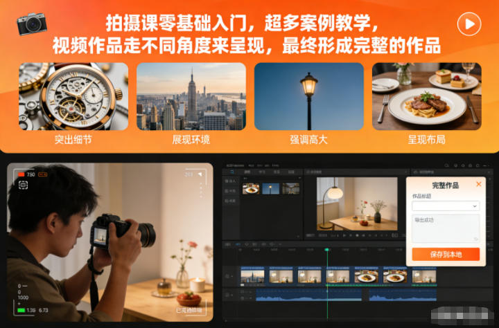 拍摄课零基础入门,超多案例教学,视频作品走不同角度来呈现,最终形成完整的作品插图 拍摄课零基础入门,超多案例教学,视频作品走不同角度来呈现,最终形成完整的作品插图