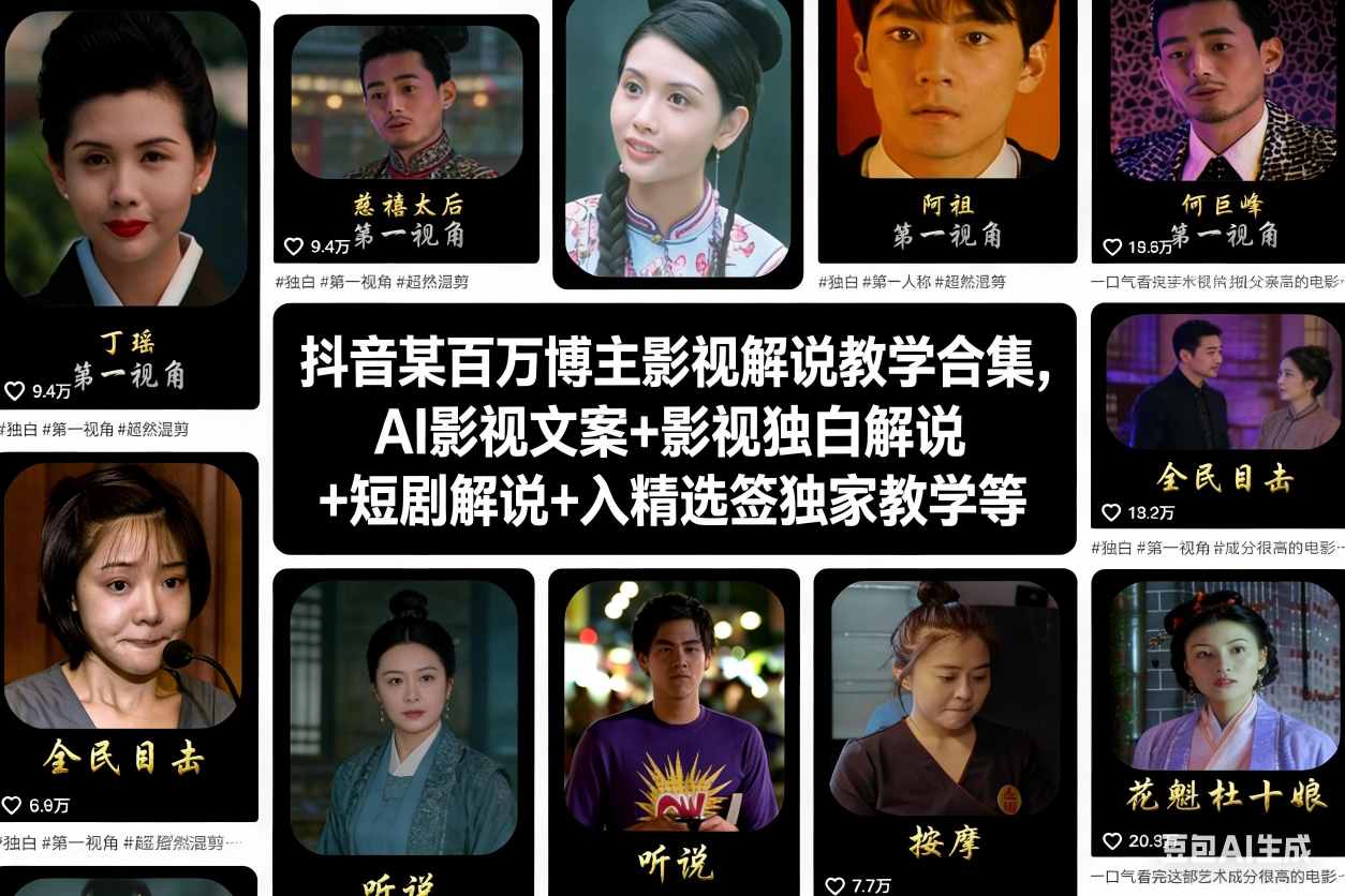 抖音某百万博主影视解说教学合集,AI影视文案+影视独白解说+短剧解说+入精选签独家教学等插图 抖音某百万博主影视解说教学合集,AI影视文案+影视独白解说+短剧解说+入精选签独家教学等插图