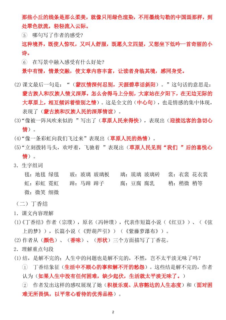 六上1-8单元重点梳理（课文重点+语文园地）插图1