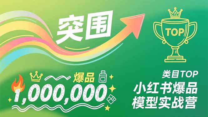 小红书爆品模型实战营，从新品突围到成为类目TOP，可复制路径，打造多个营收百万级爆品