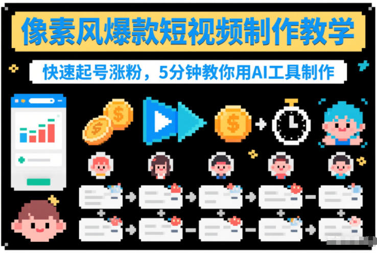 像素风爆款短视频制作教学,快速起号涨粉,5分钟教你用AI工具制作插图 像素风爆款短视频制作教学,快速起号涨粉,5分钟教你用AI工具制作插图