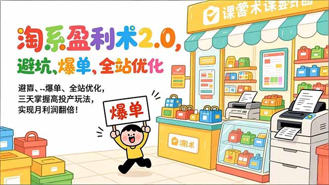 淘系盈利术2.0,避坑、爆单、全站优化,三天掌握高投产玩法,实现月利润翻倍!插图 淘系盈利术2.0,避坑、爆单、全站优化,三天掌握高投产玩法,实现月利润翻倍!插图