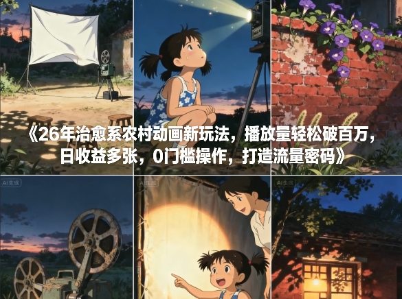 26年治愈系农村动画新玩法,播放量轻松破百万,日收益多张,0门槛操作,打造流量密码插图 26年治愈系农村动画新玩法,播放量轻松破百万,日收益多张,0门槛操作,打造流量密码插图