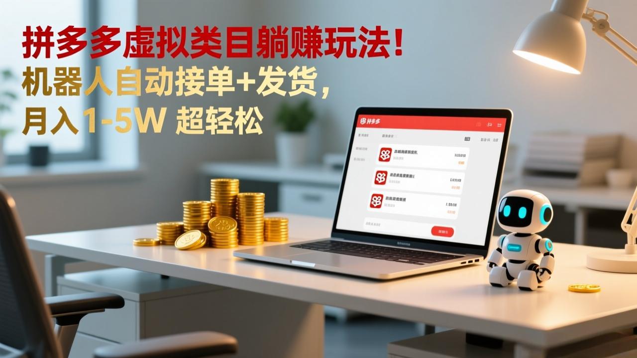 多多虚拟类目躺赚玩法!机器人自动接单+发货,月入 1-5W 超轻松插图 多多虚拟类目躺赚玩法!机器人自动接单+发货,月入 1-5W 超轻松插图
