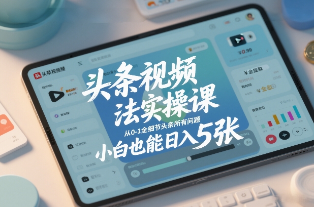 头条视频玩法实操课,从0-1全细节头条所有问题,小白也能日入5张插图 头条视频玩法实操课,从0-1全细节头条所有问题,小白也能日入5张插图