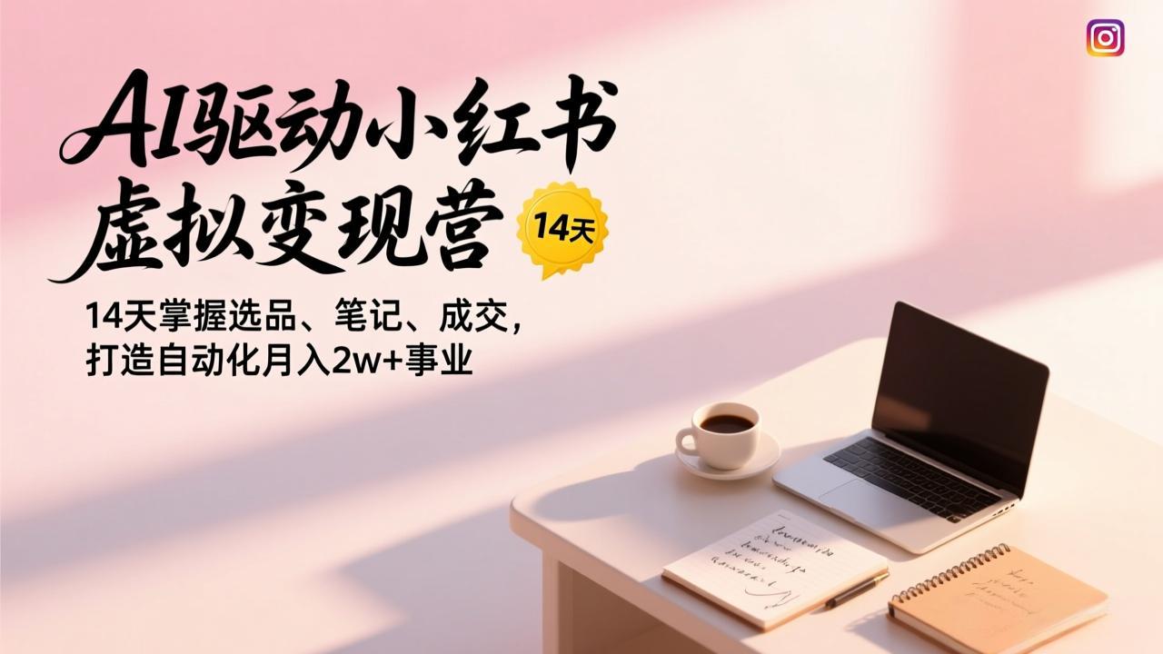 AI驱动小红书虚拟变现营,14天掌握选品、笔记、成交,打造自动化月入2w+事业插图 AI驱动小红书虚拟变现营,14天掌握选品、笔记、成交,打造自动化月入2w+事业插图