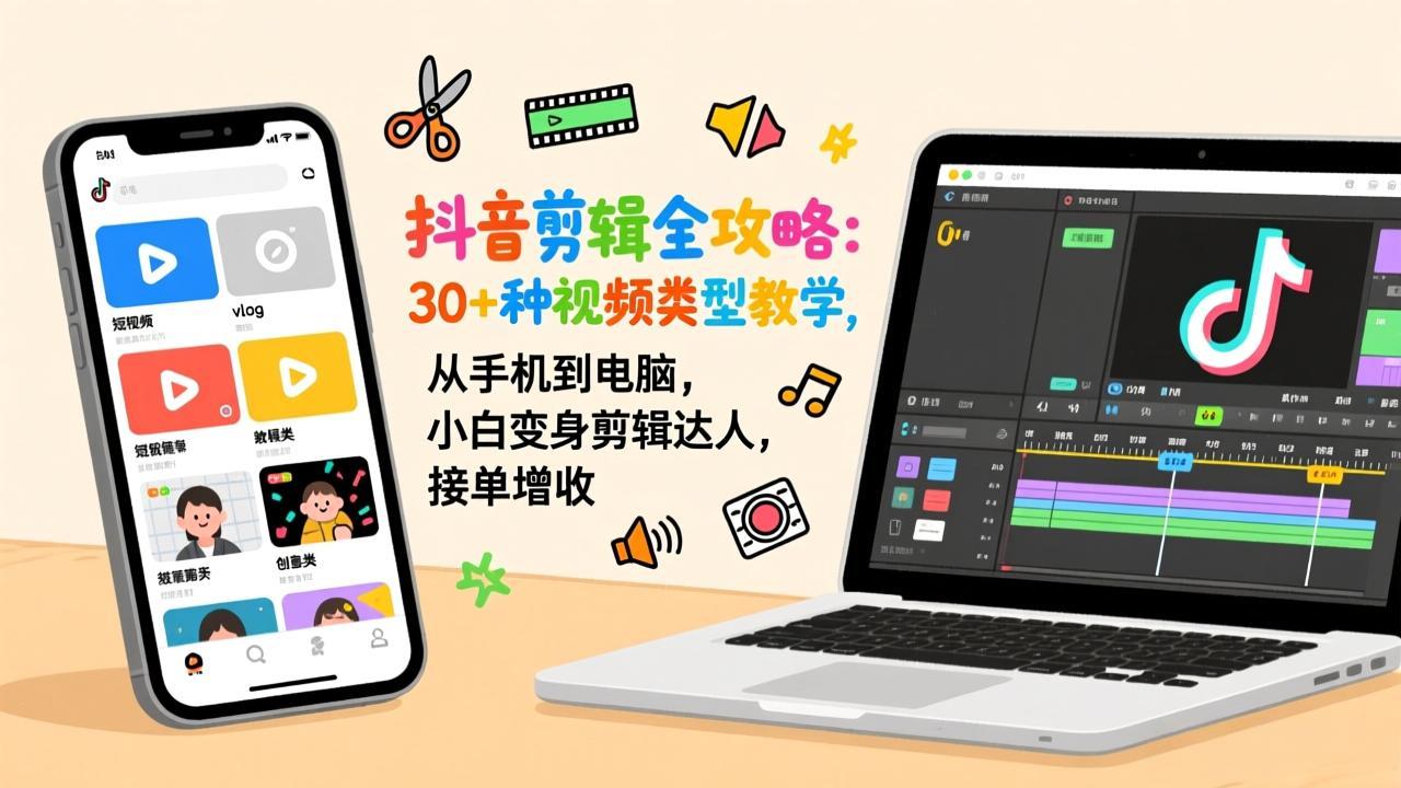 抖音剪辑全攻略:30+种视频类型教学,从手机到电脑,小白变身剪辑达人,接单增收插图 抖音剪辑全攻略:30+种视频类型教学,从手机到电脑,小白变身剪辑达人,接单增收插图